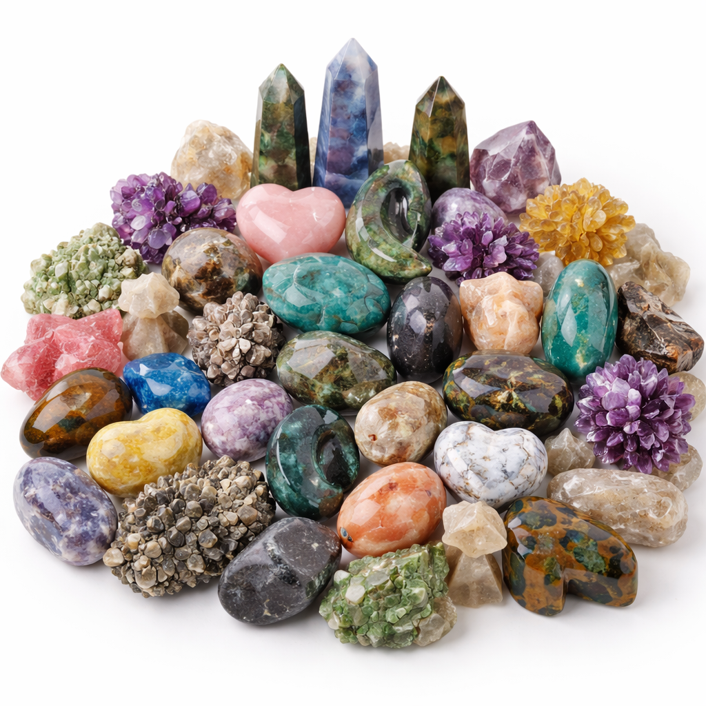 10 LB Mixed Crystal Assortment – Rough & Polished Stones, Palmstones, Tumbles, Carvings & Natural Specimens | | Wiccan Center