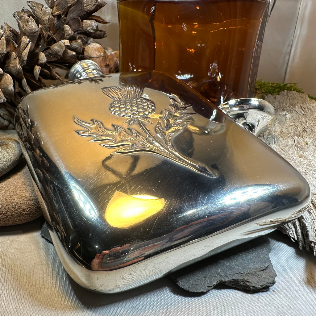 Scottish Thistle Pewter Hip Flask - Handmade in England | Gifts | Wiccan Center