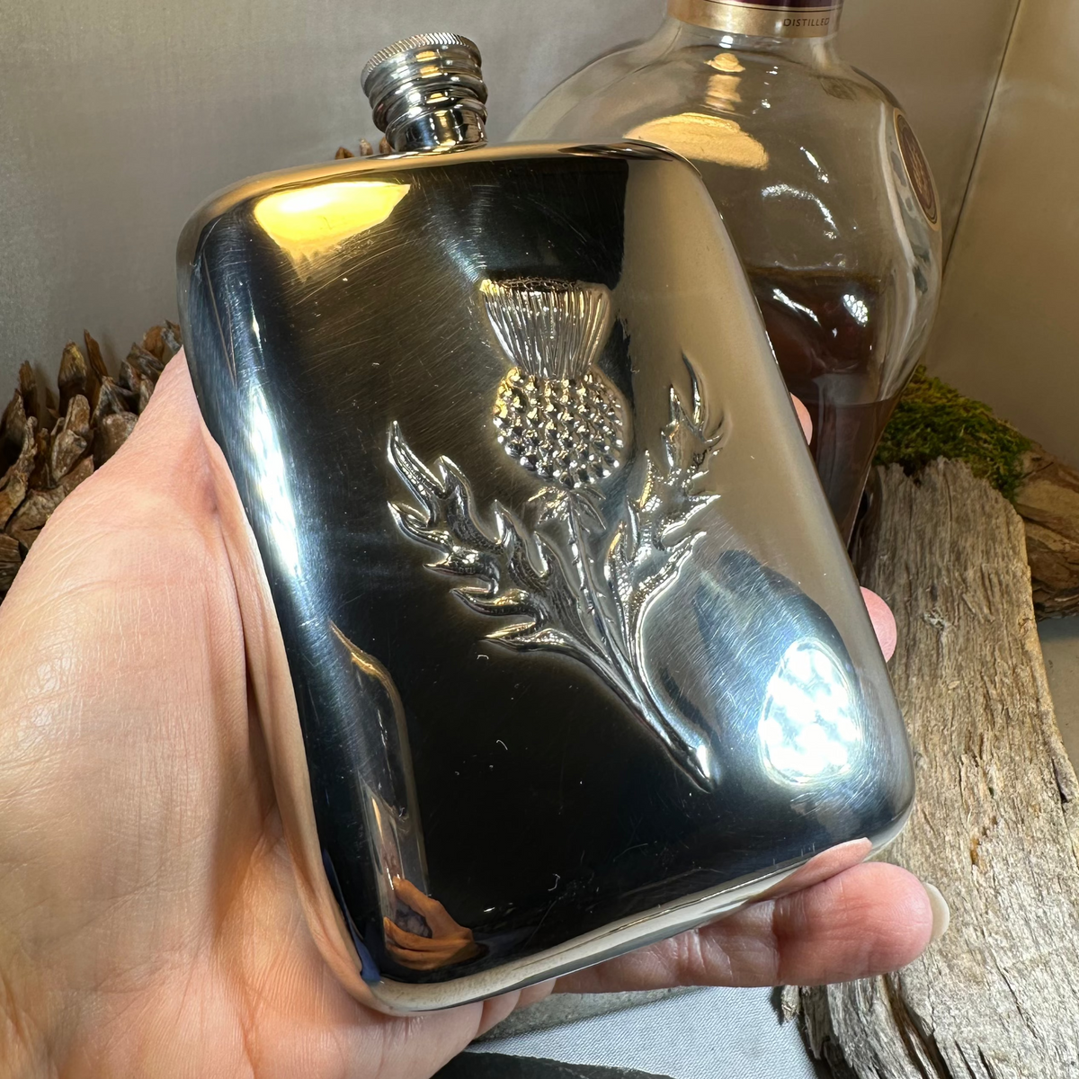 Scottish Thistle Pewter Hip Flask - Handmade in England | Gifts | Wiccan Center