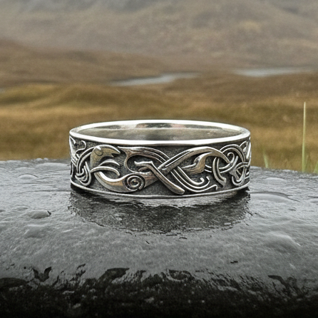 Celtic Raven Ring in Sterling Silver