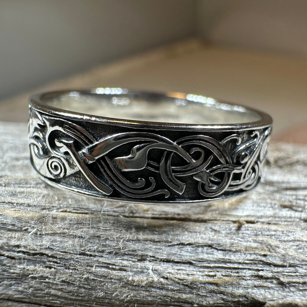 Celtic Raven Ring in Sterling Silver