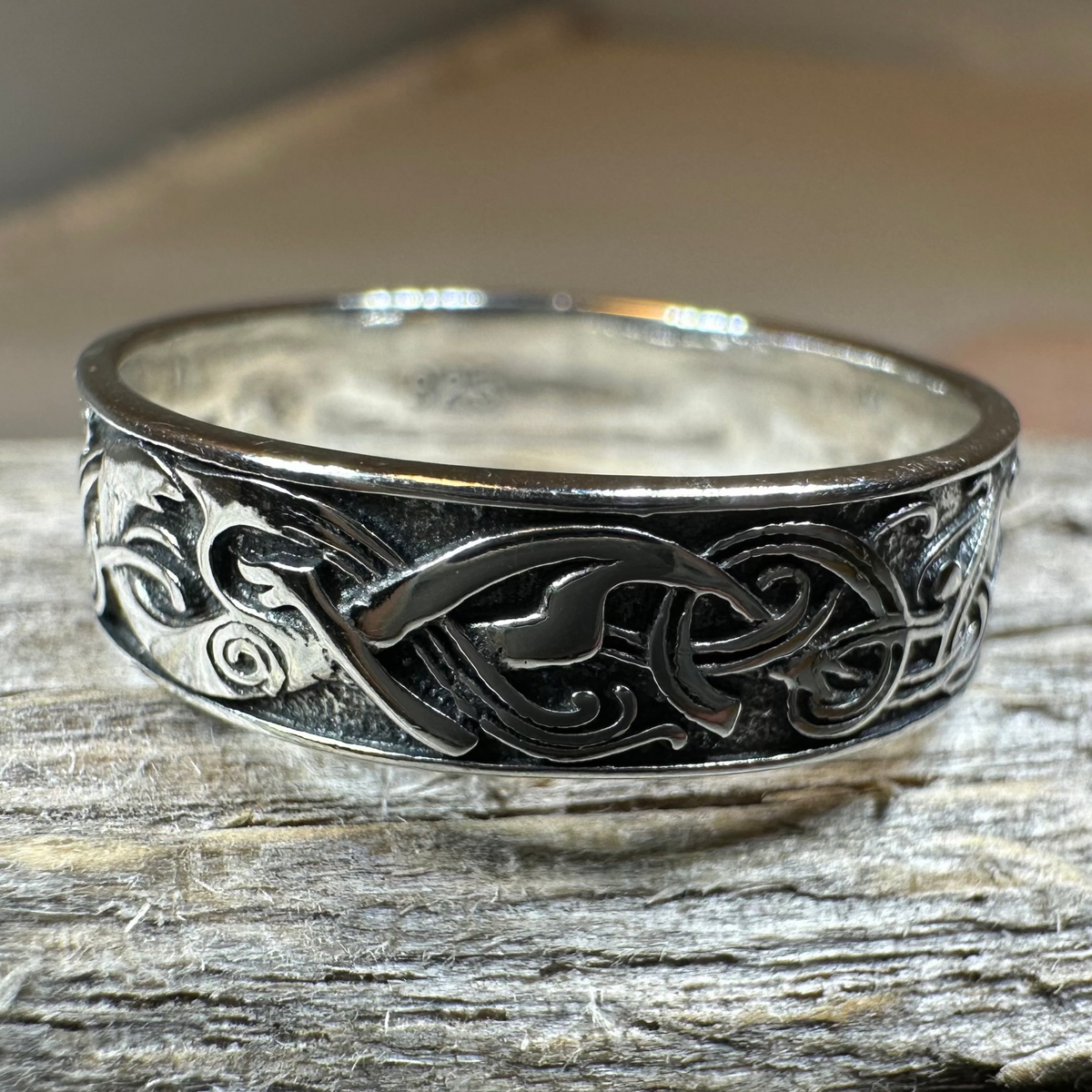 Celtic Raven Ring in Sterling Silver