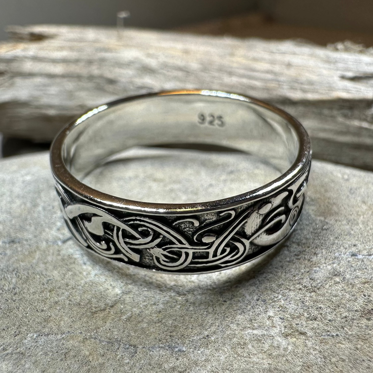 Celtic Raven Ring in Sterling Silver