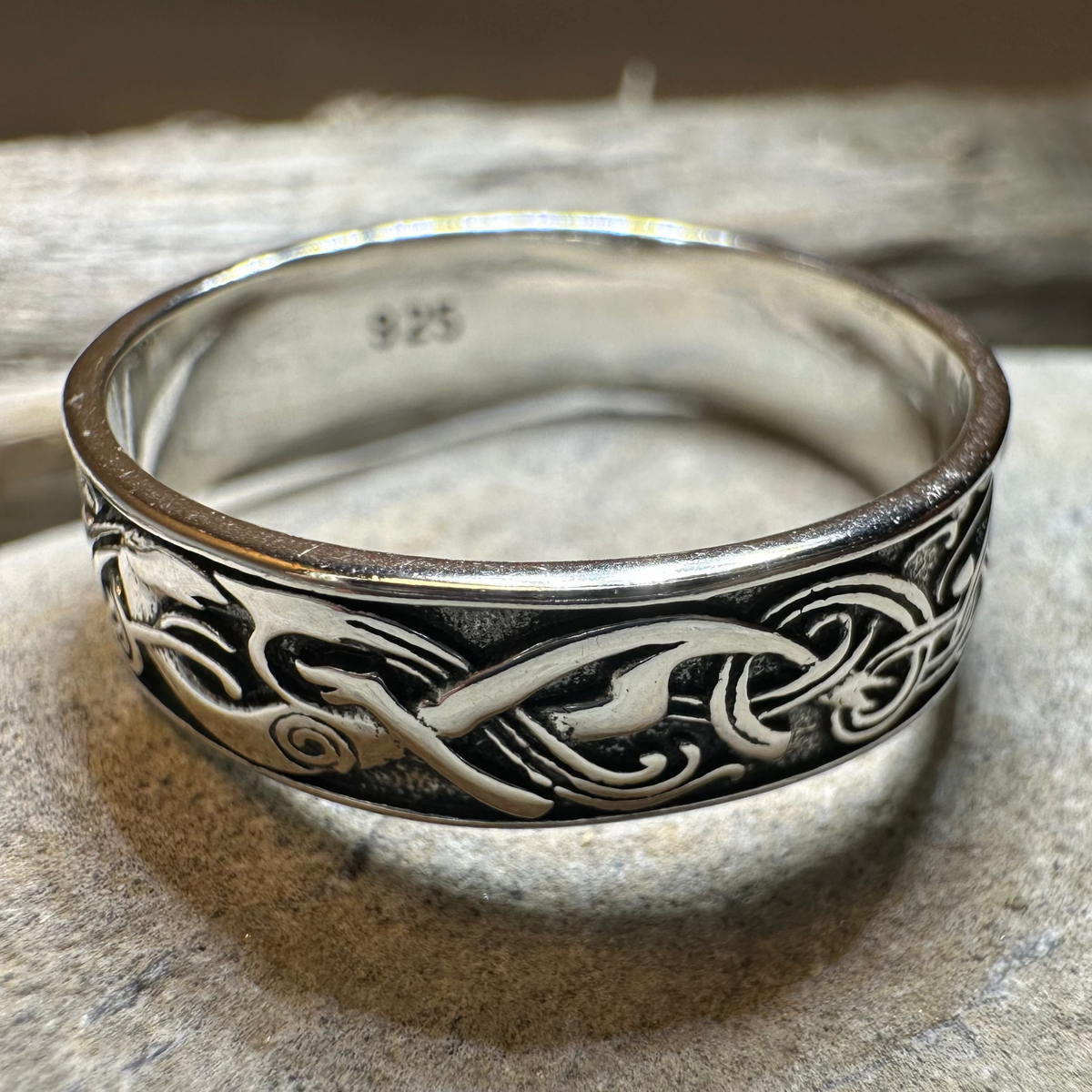 Celtic Raven Ring in Sterling Silver