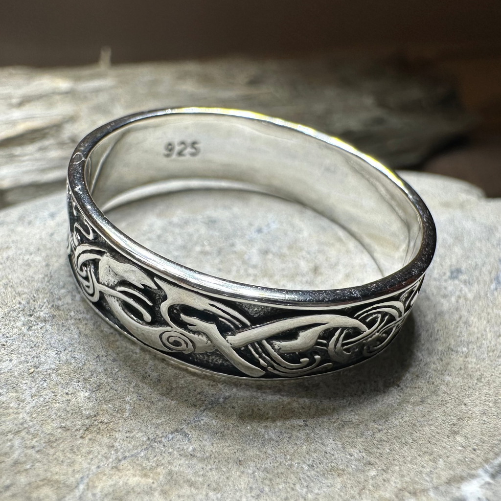 Celtic Raven Ring in Sterling Silver