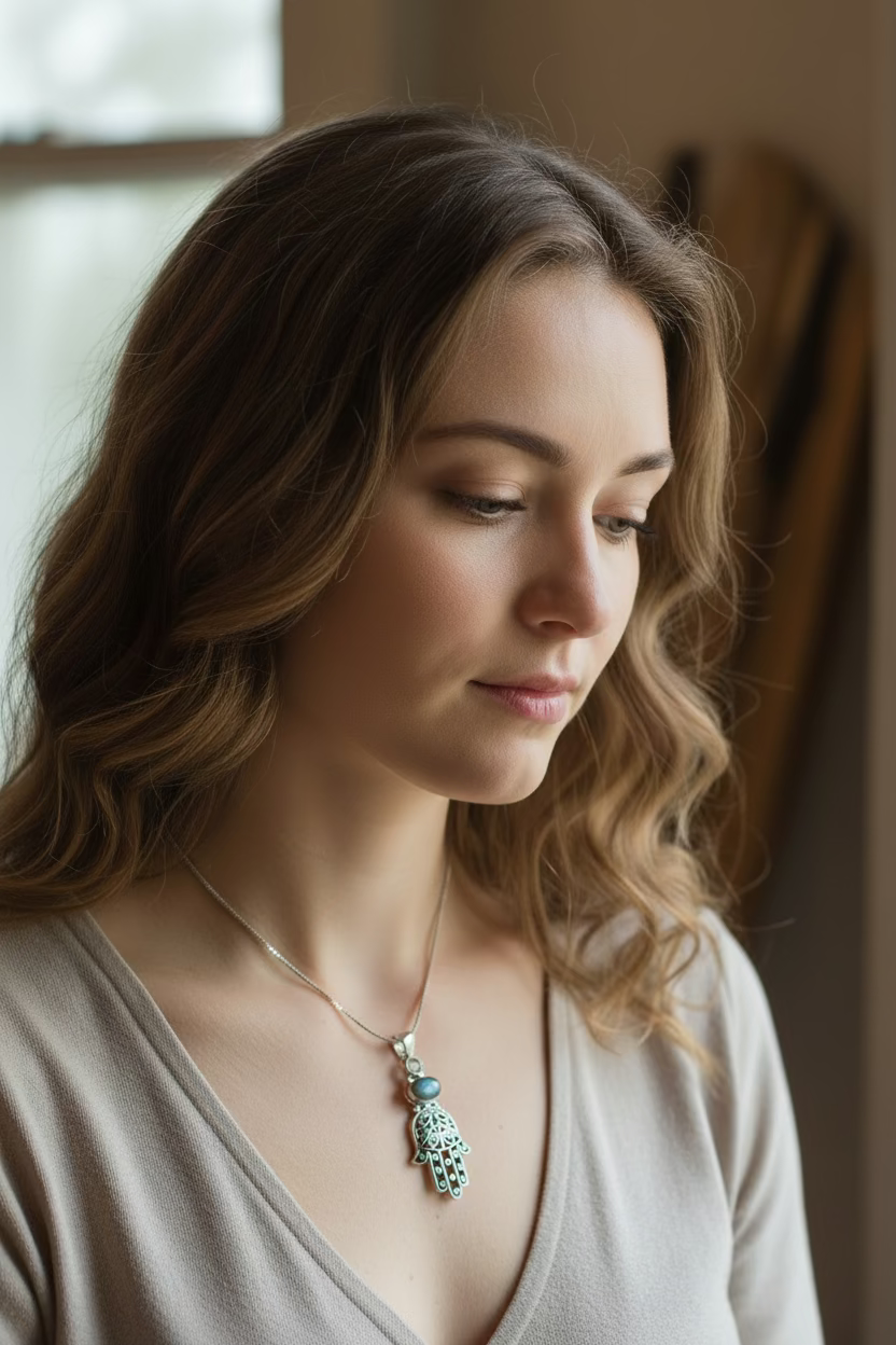 Hamsa Hand Labradorite Necklace | Pendant | Wiccan Center