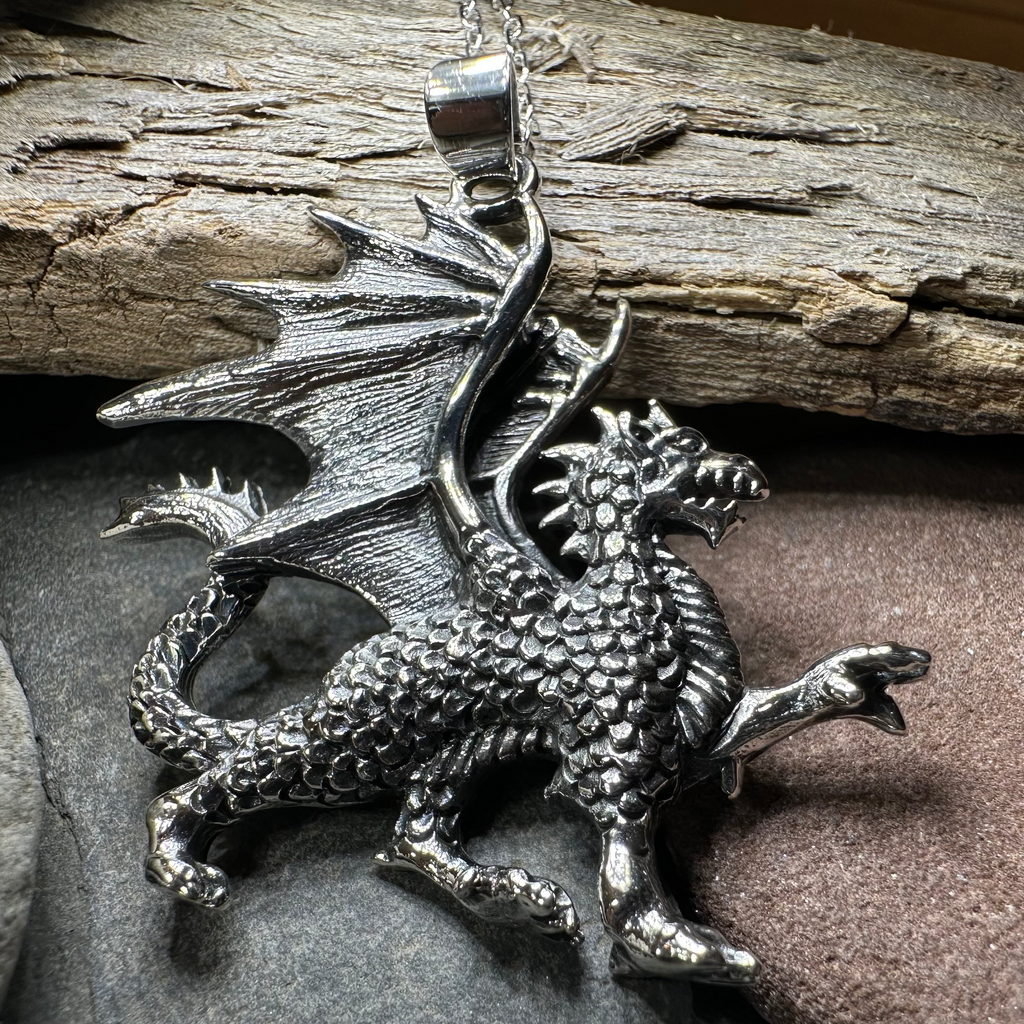 Wales Dragon Necklace in Sterling Silver