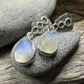 Adamaris Celtic Moonstone Earrings in Sterling Silver | Dangle Earrings | Wiccan Center
