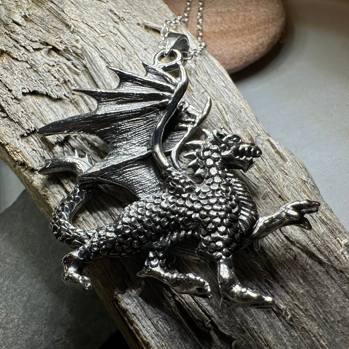 Wales Dragon Necklace in Sterling Silver