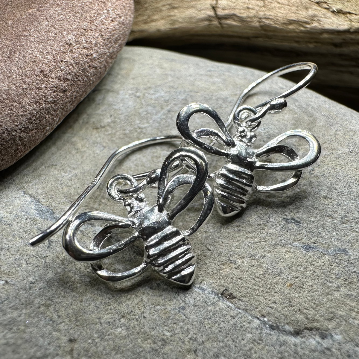 Whimsy Bee Earrings in Sterling Silver | Dangle Earrings | Wiccan Center