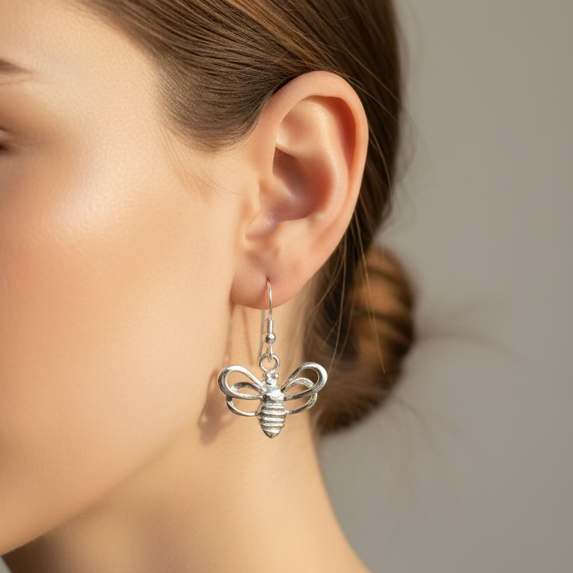 Whimsy Bee Earrings in Sterling Silver | Dangle Earrings | Wiccan Center