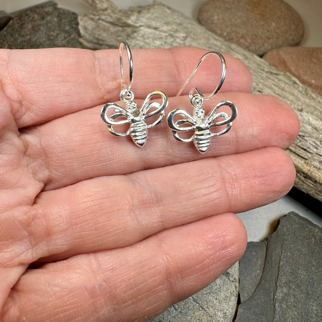 Whimsy Bee Earrings in Sterling Silver | Dangle Earrings | Wiccan Center