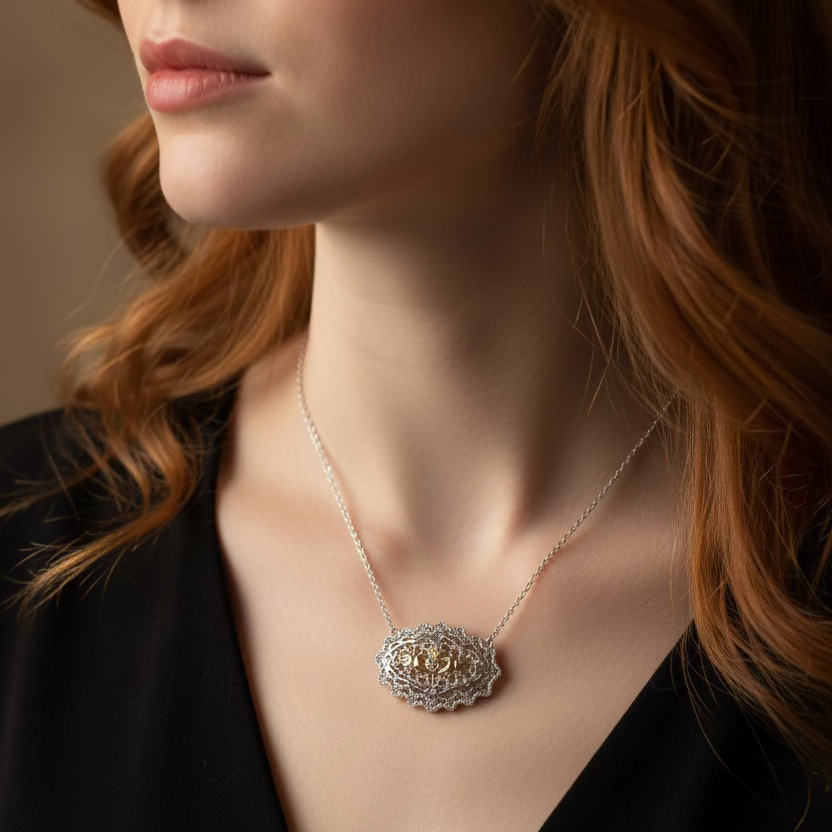 Irish Lace Claddagh Necklace - Handmade in Ireland | Necklet | Wiccan Center