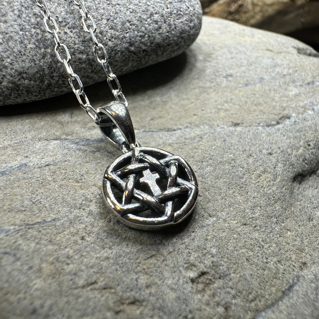 Petite Star of David Cross Necklace in Sterling Silver | Pendant | Wiccan Center