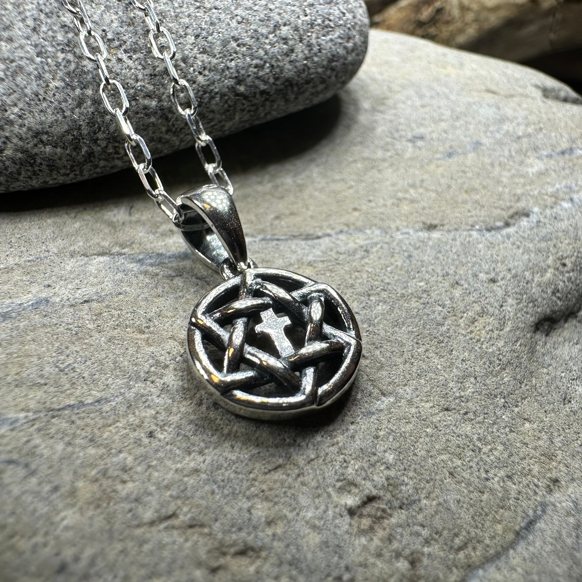 Petite Star of David Cross Necklace in Sterling Silver | Pendant | Wiccan Center