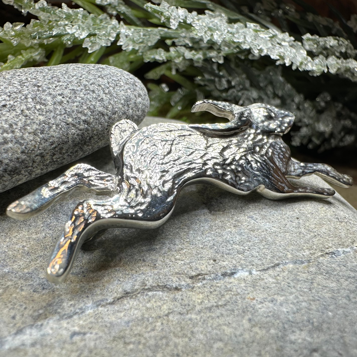 Meadowjumper Sterling Silver Rabbit Brooch - Handmade in Scotland | Brooch | Wiccan Center