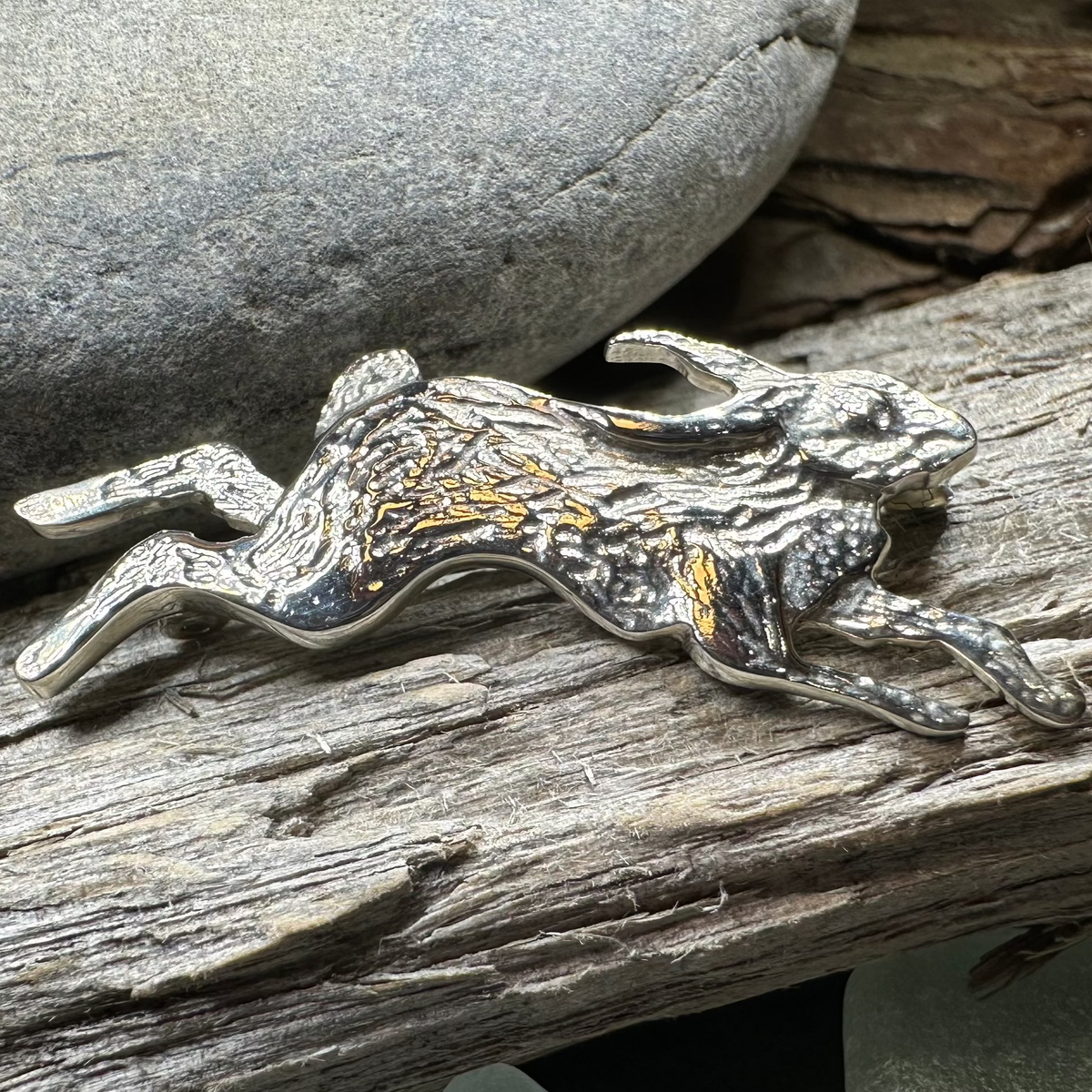 Meadowjumper Sterling Silver Rabbit Brooch - Handmade in Scotland | Brooch | Wiccan Center