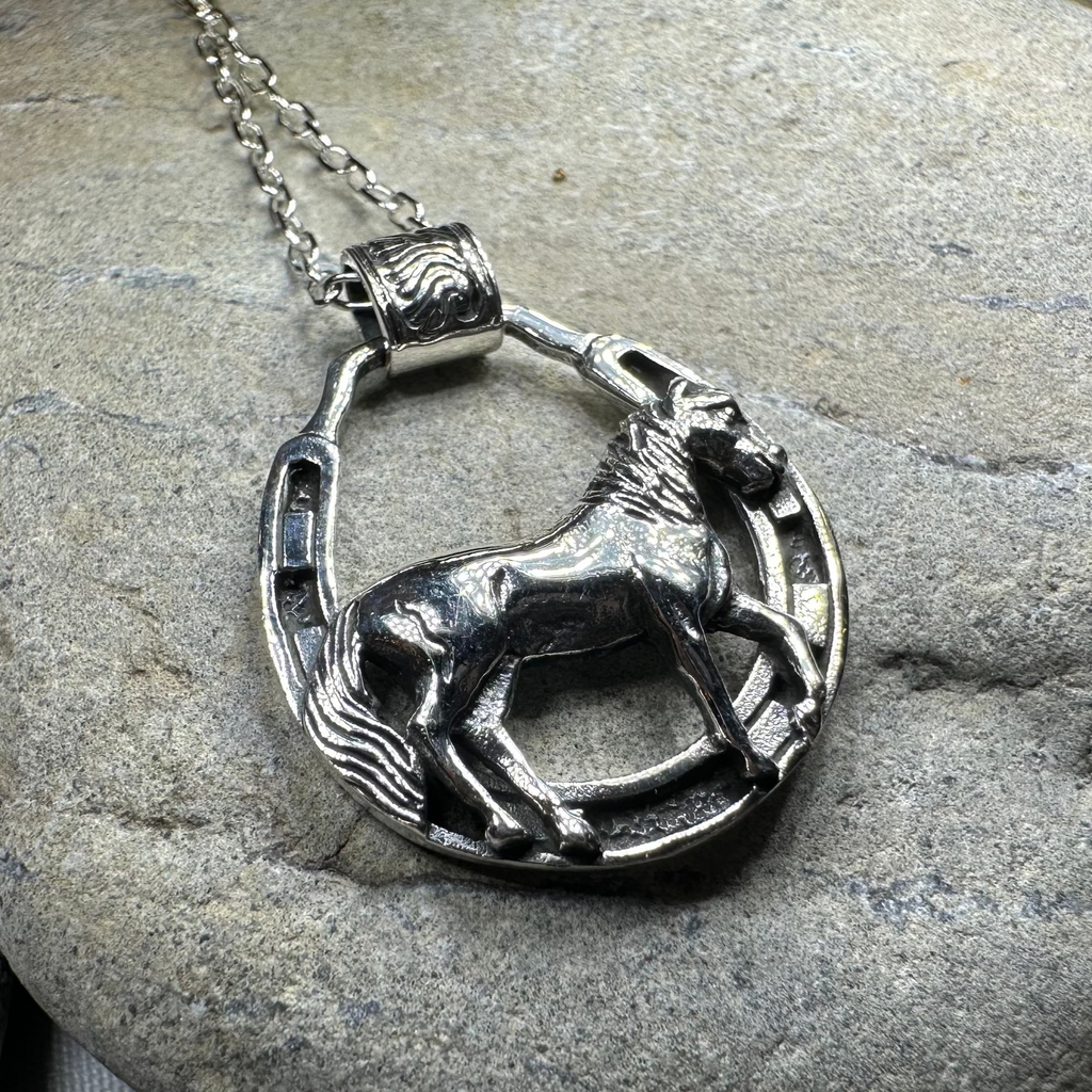 Rodeo Horse Necklace in Sterling Silver