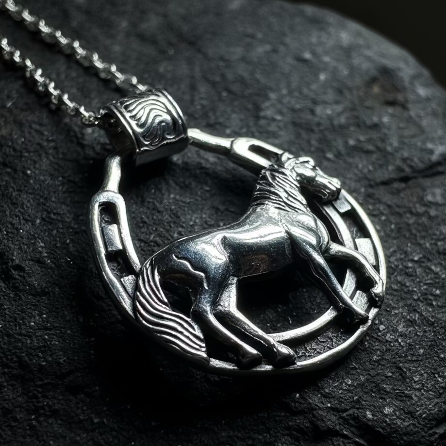 Rodeo Horse Necklace in Sterling Silver