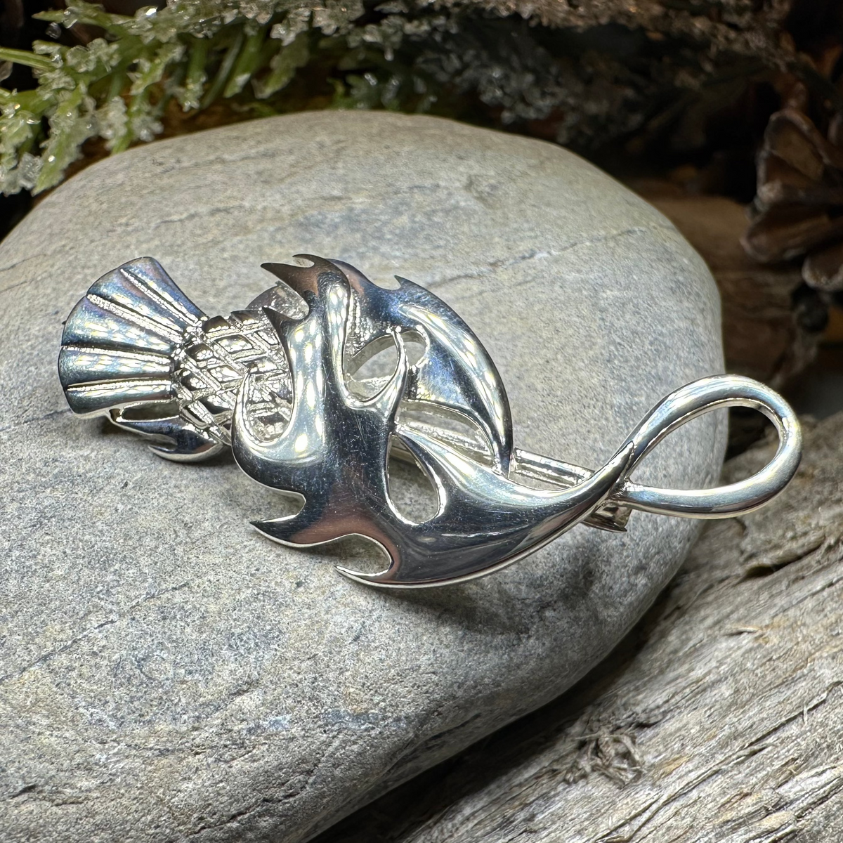 Sterling Silver Jacobean Thistle Brooch - Handmade in Scotland | Brooch | Wiccan Center