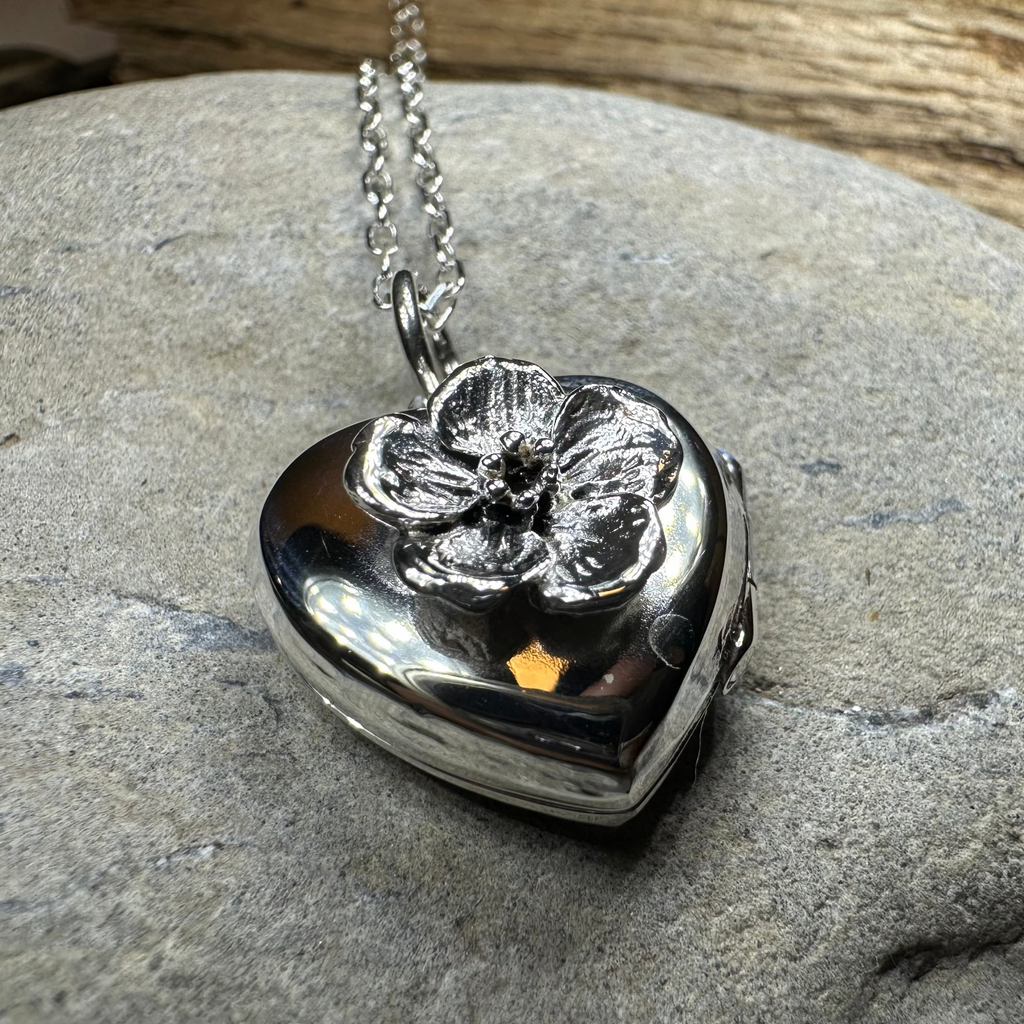 Dogwood Flower Silver Locket Necklace | Pendant | Wiccan Center