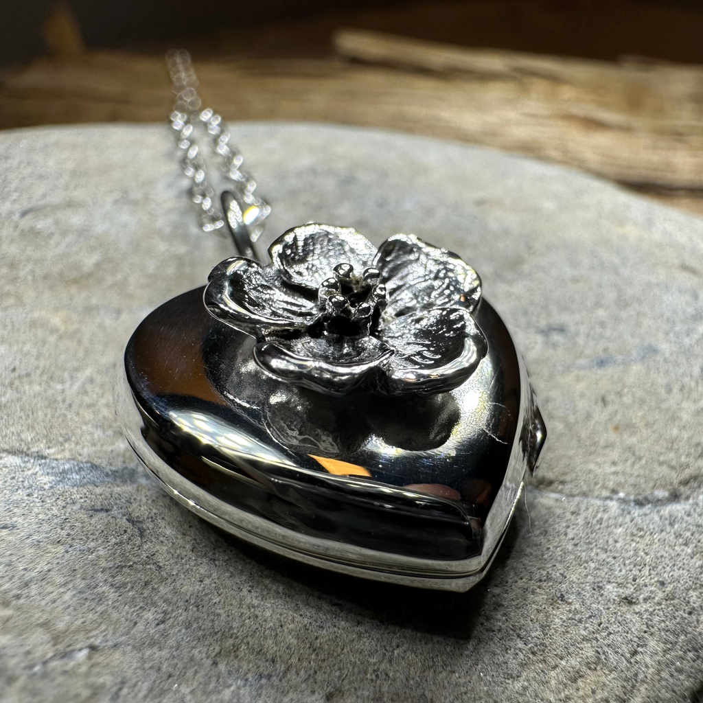 Dogwood Flower Silver Locket Necklace | Pendant | Wiccan Center