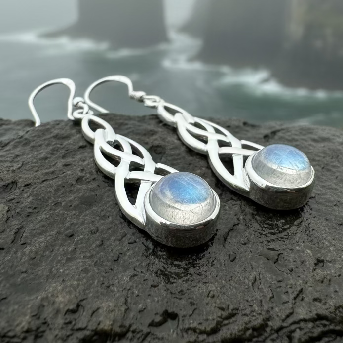Marion Celtic Moonstone Earrings | Dangle Earrings | Wiccan Center