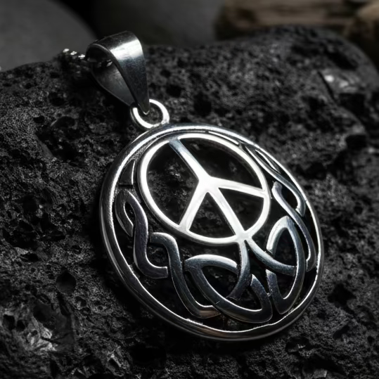 Cetlic Peace Sign Necklace in Sterling Silver | Pendant | Wiccan Center