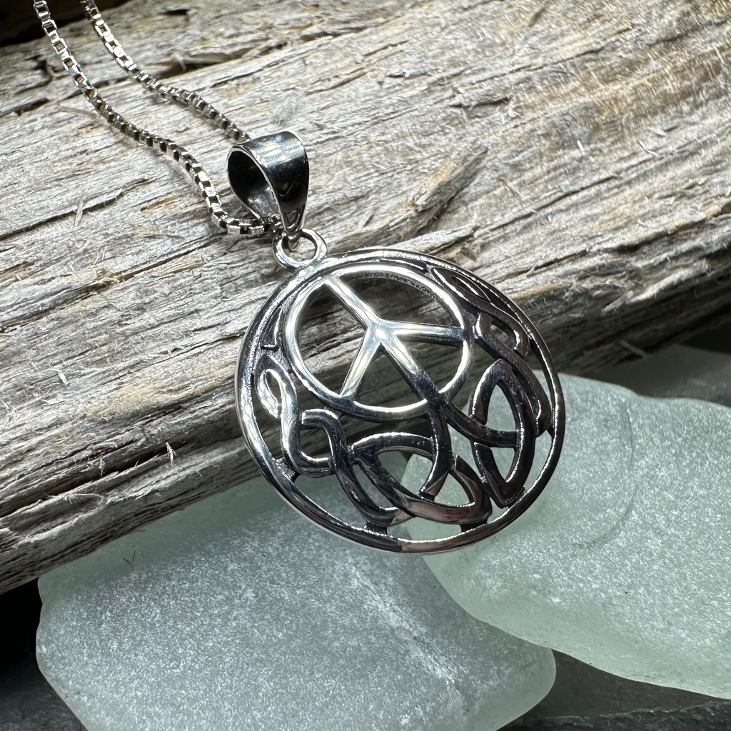 Cetlic Peace Sign Necklace in Sterling Silver | Pendant | Wiccan Center