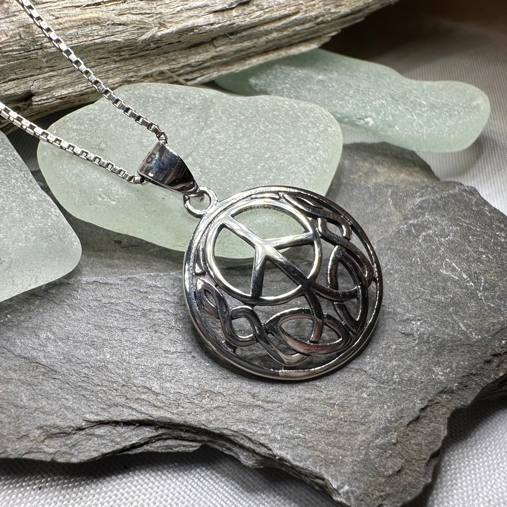 Cetlic Peace Sign Necklace in Sterling Silver | Pendant | Wiccan Center