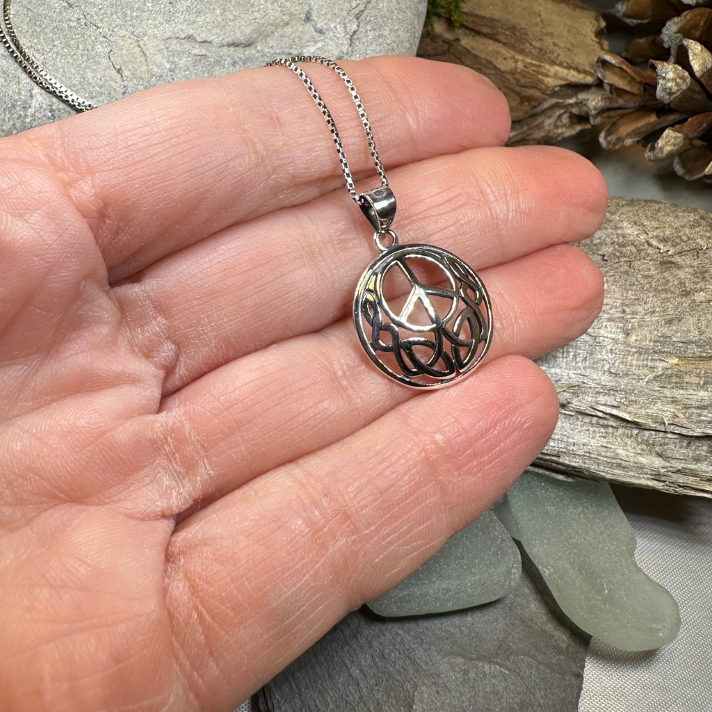 Cetlic Peace Sign Necklace in Sterling Silver | Pendant | Wiccan Center