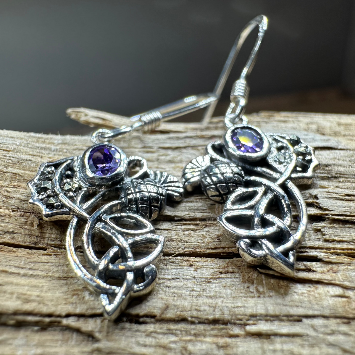 Marcasite Thistle Earrings | Dangle Earrings | Wiccan Center