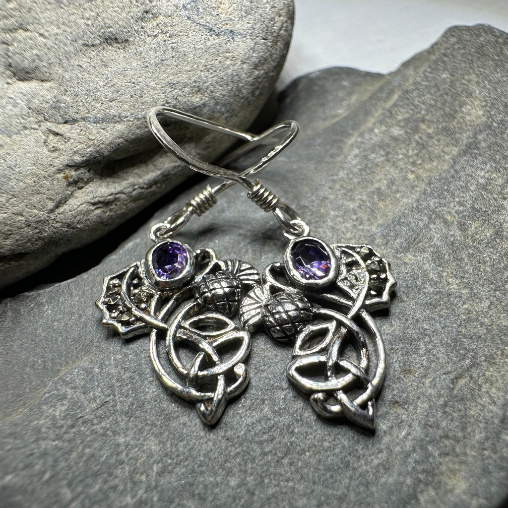 Marcasite Thistle Earrings | Dangle Earrings | Wiccan Center