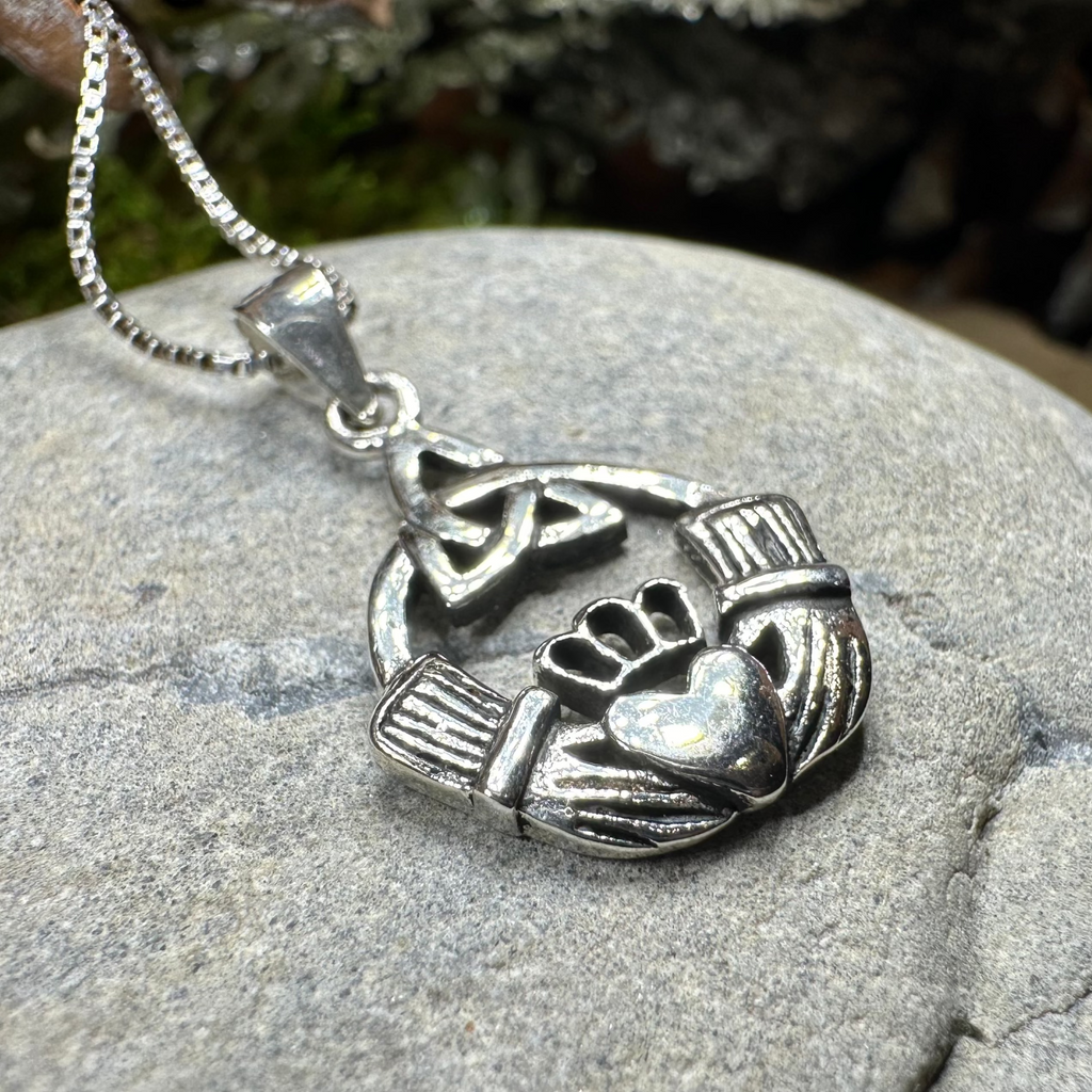 Ireland Claddagh Trinity Knot Necklace in Sterling Silver | Pendant | Wiccan Center