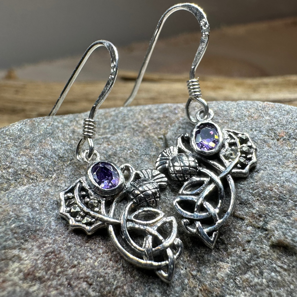 Marcasite Thistle Earrings | Dangle Earrings | Wiccan Center