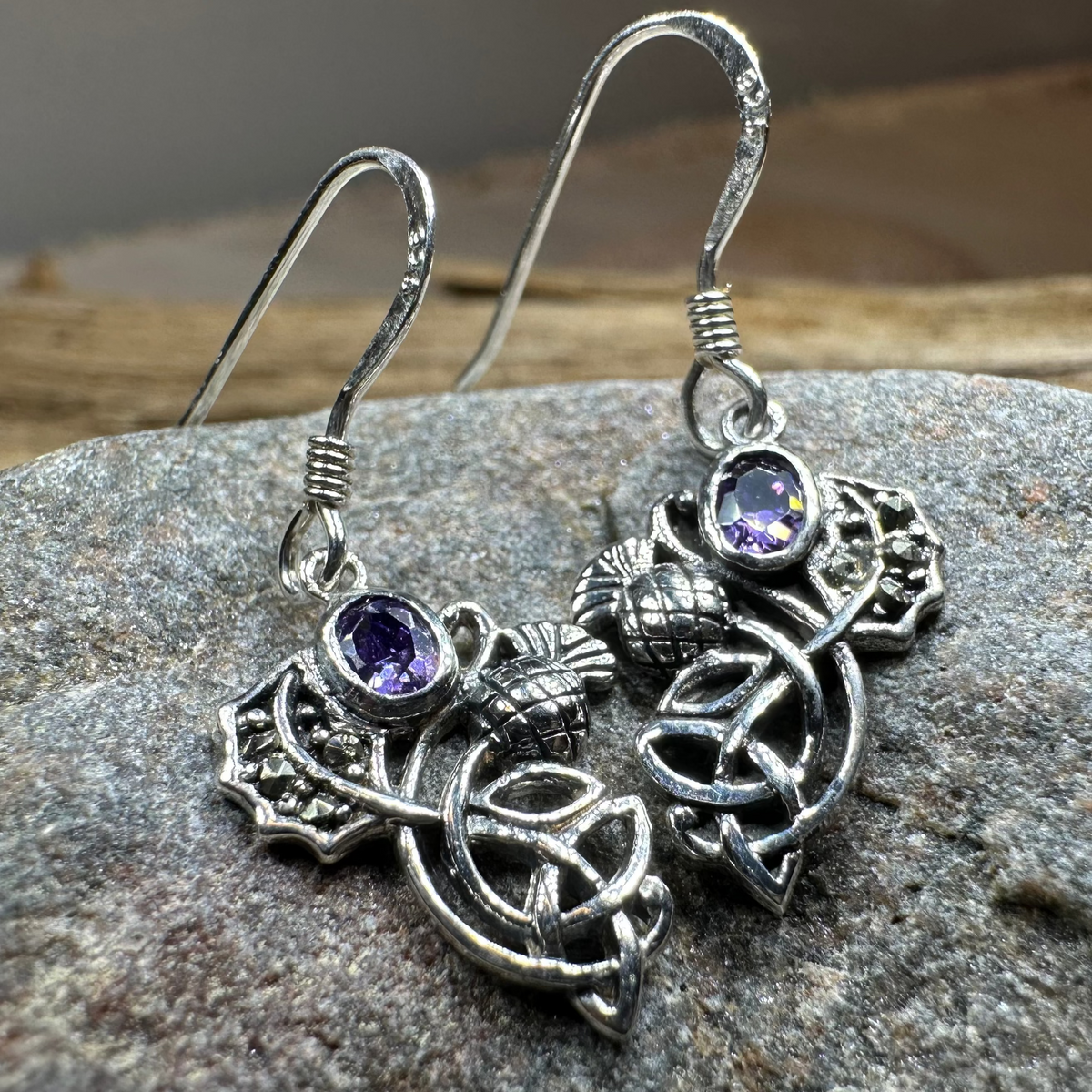 Marcasite Thistle Earrings | Dangle Earrings | Wiccan Center