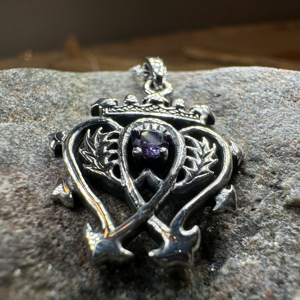 Amethyst Scottish Luckenbooth Necklace in Sterling Silver | Pendant | Wiccan Center