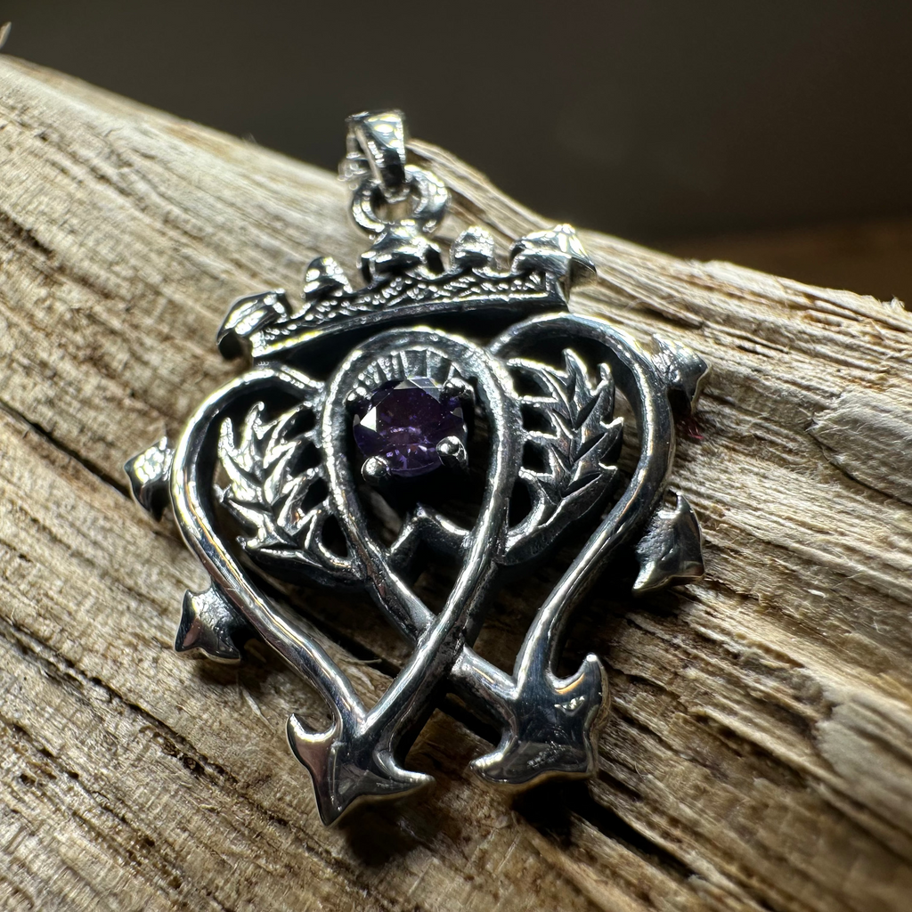 Amethyst Scottish Luckenbooth Necklace in Sterling Silver | Pendant | Wiccan Center