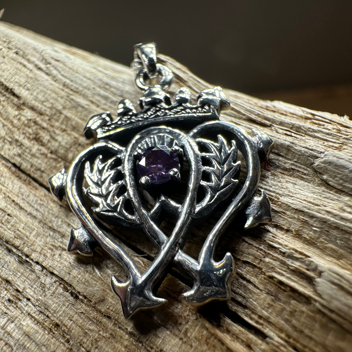 Amethyst Scottish Luckenbooth Necklace in Sterling Silver | Pendant | Wiccan Center