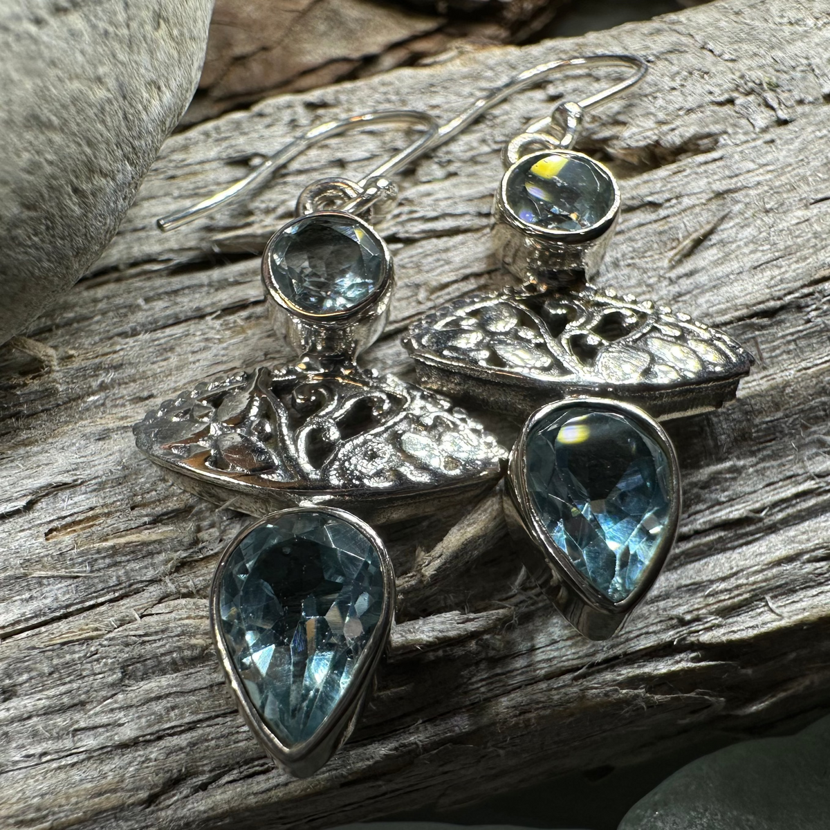 Celtic Morning Blue Topaz Earrings | Dangle Earrings | Wiccan Center