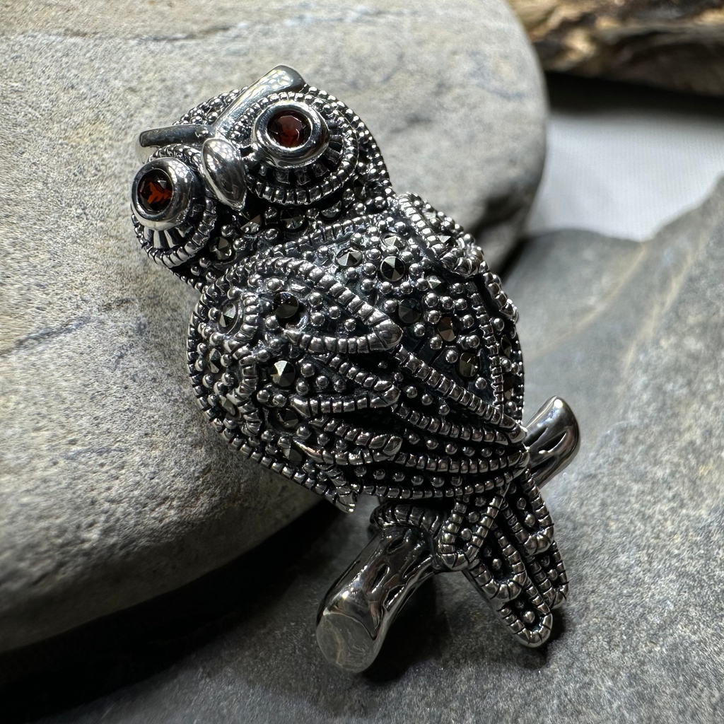 Keena Marcasite Owl Necklace & Brooch | Brooch | Wiccan Center