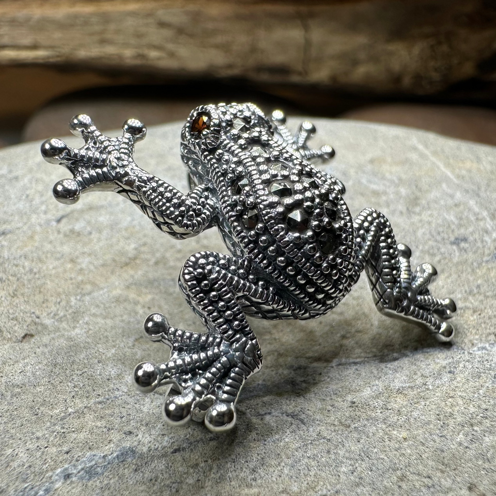 Petite Marcasite Frog Brooch | Brooch | Wiccan Center