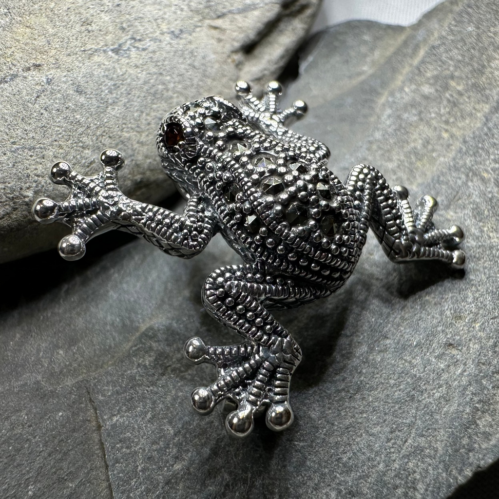 Petite Marcasite Frog Brooch | Brooch | Wiccan Center