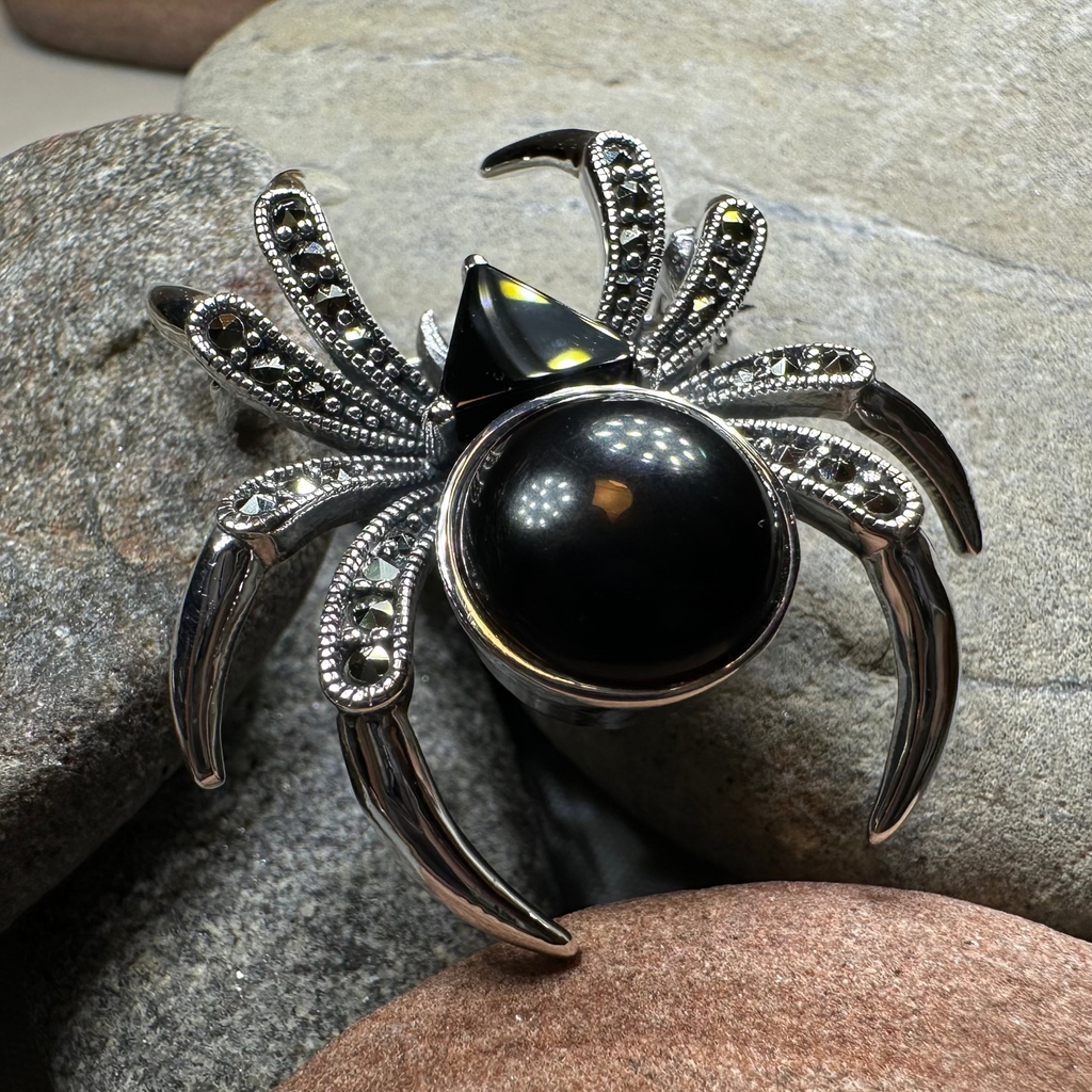 Gothic Marcasite Spider Brooch in Sterling Silver | Brooch | Wiccan Center