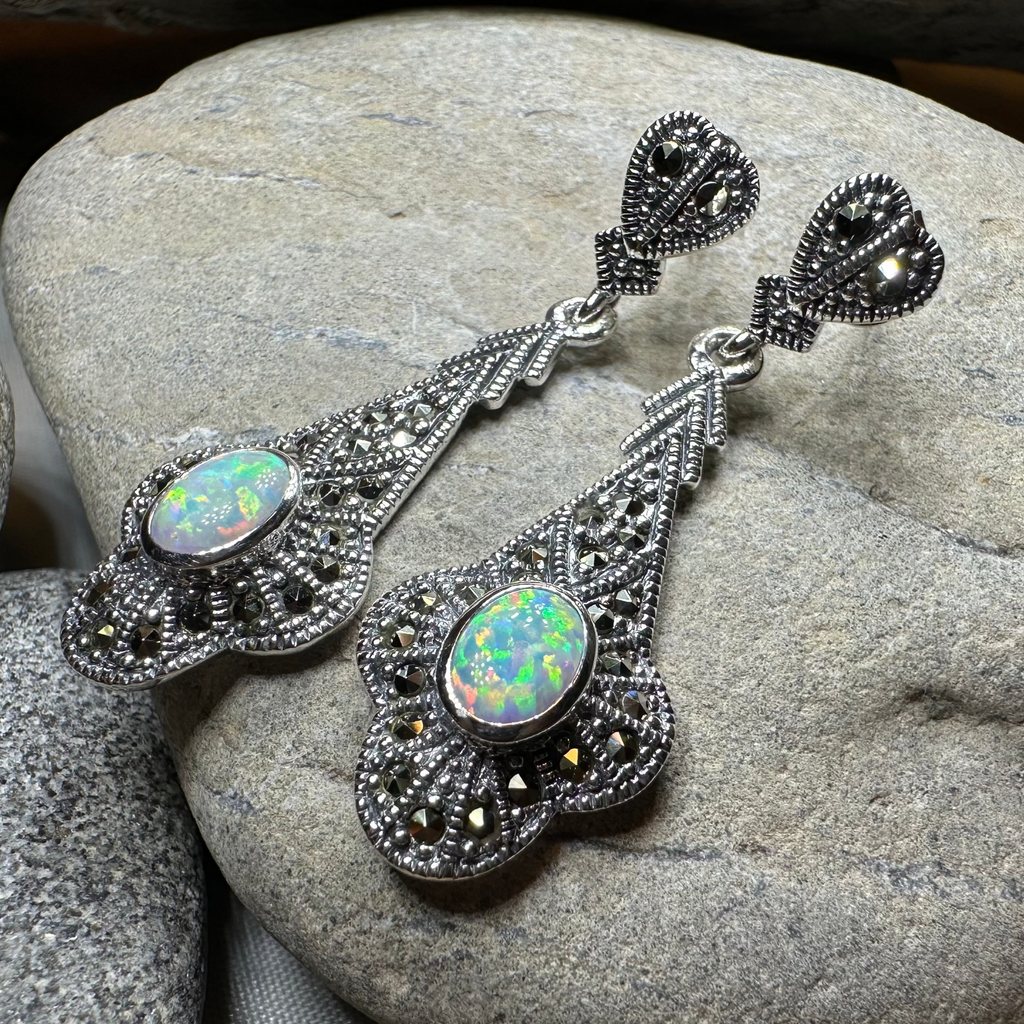Alwena Marcasite Earrings in Sterling Silver | Dangle Earrings | Wiccan Center