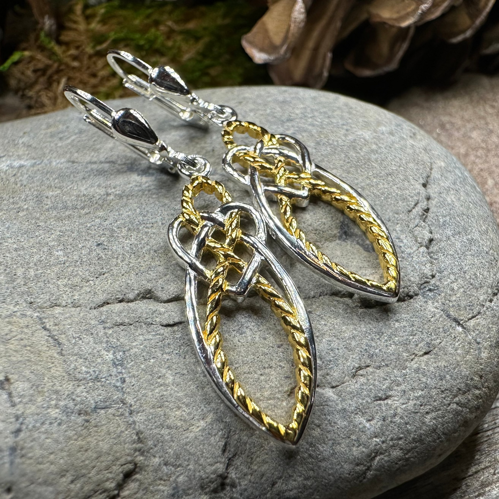 Seadream Celtic Knot Leverback Earrings - Handmade in Ireland | Dangle Earrings | Wiccan Center