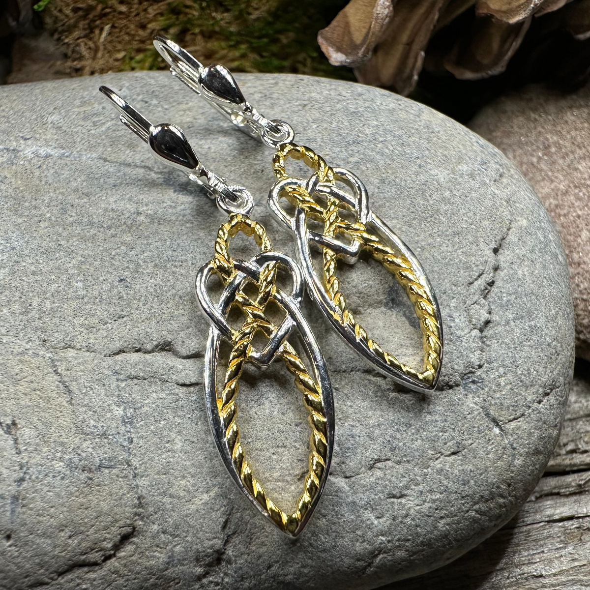 Seadream Celtic Knot Leverback Earrings - Handmade in Ireland | Dangle Earrings | Wiccan Center
