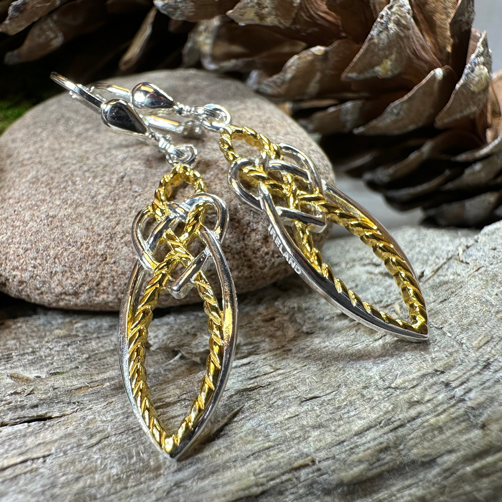 Seadream Celtic Knot Leverback Earrings - Handmade in Ireland | Dangle Earrings | Wiccan Center