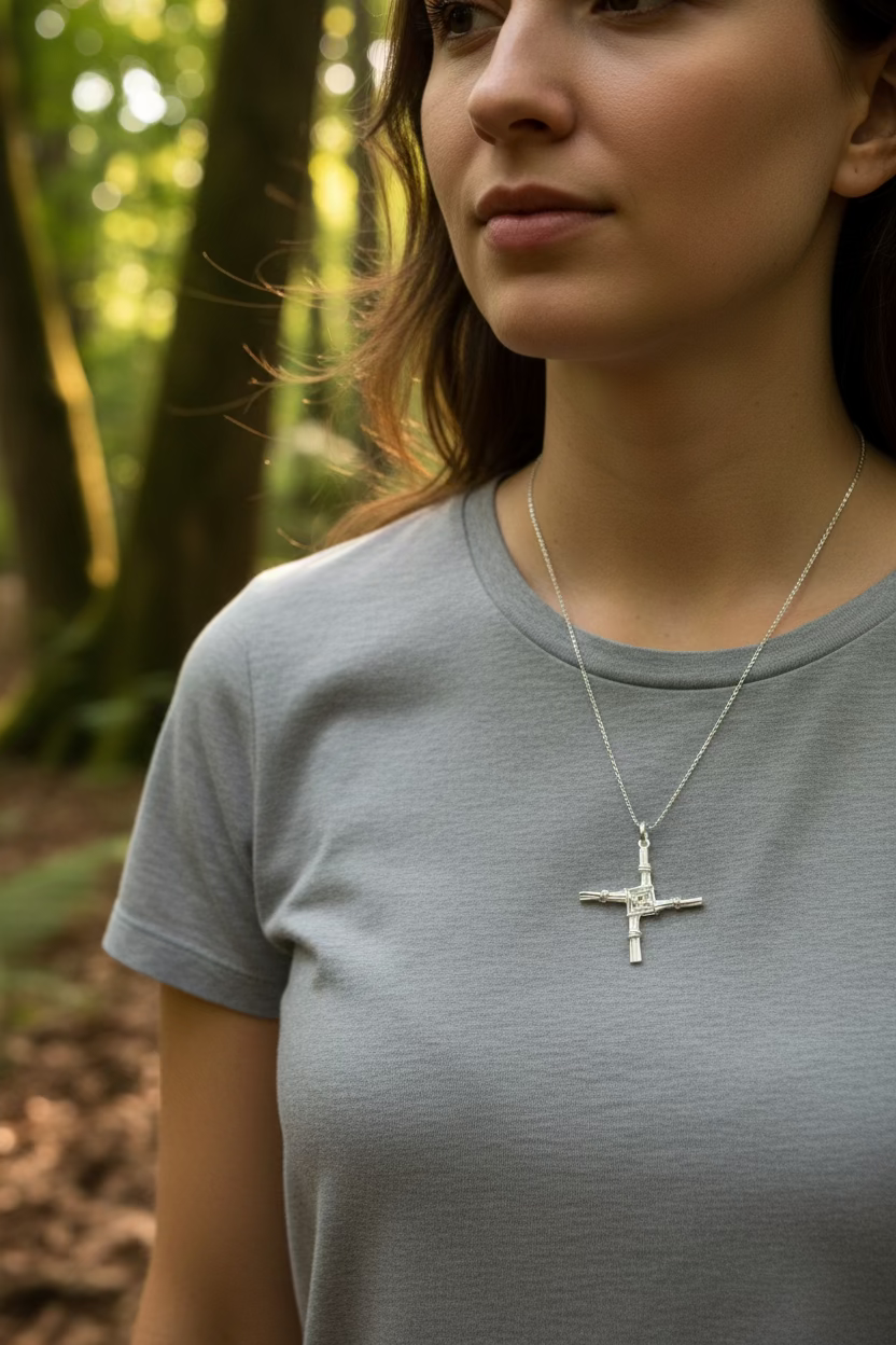 Kildare Irish Saint Brigid's Cross Necklace - Made in Ireland | Pendant | Wiccan Center