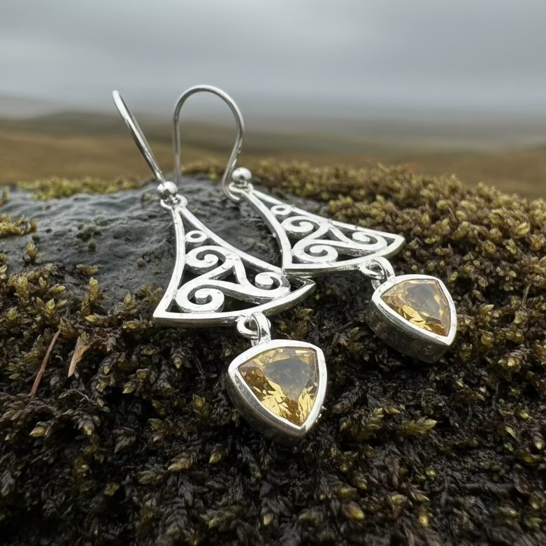 Teleri Triple Spiral Earrings | Dangle Earrings | Wiccan Center